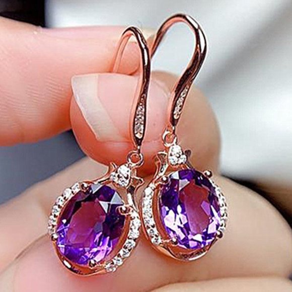 Purple rose gold Crystal Earrings ZB103938201AZ - Picture 2 of 3